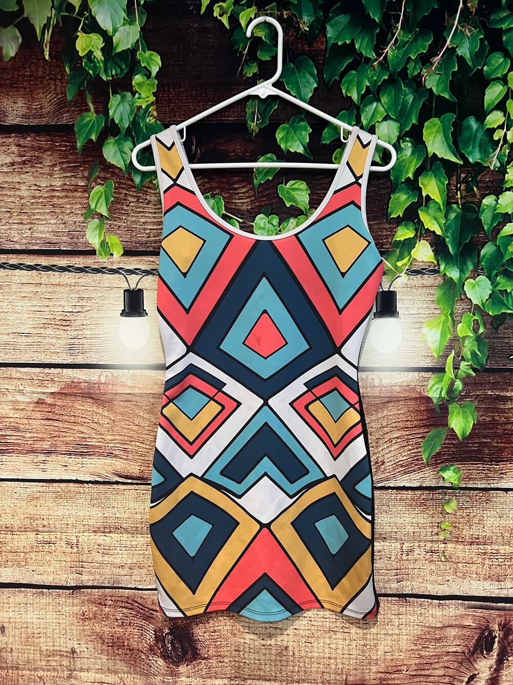 Vintage L8ter Swimsuit Dress Coverup Abstract Psychedelic Pattern Women's Small